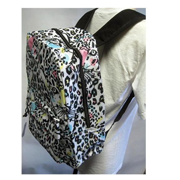 Leopard Backpack White Black pink Girls Bin2 - Picture 3 of 5